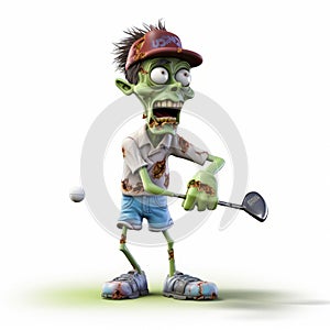 Ultra Detailed Zombie Golfing With Low Resolution Style