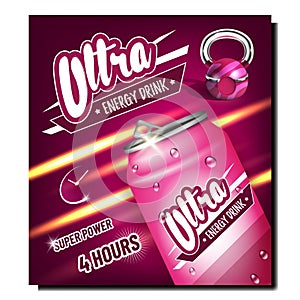 Ultra Energy Drink Creative Promo Poster Vector