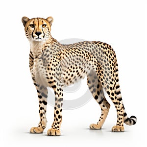 Ultra Hd Cheetah Standing On White Background - Photo-realistic Creative Commons Attribution photo