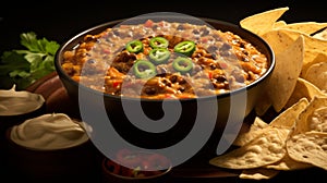 Ultra Hd Image Of Chili Cheese Dip On White Background