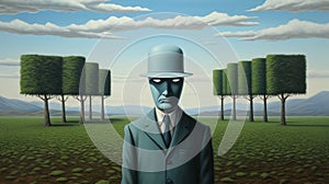 Ultra Hd Realistic Painting Of Surreal Conservationist Background By Magritte