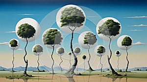 Ultra Hd Realistic Painting Of Surreal Ecology Background By Magritte