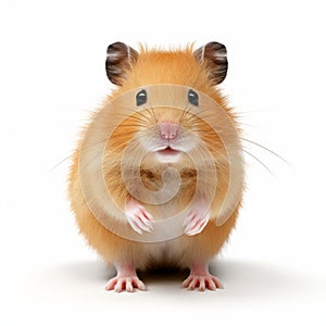 Ultra Hd Realistic Rendering Of Cute Hamster On White Background