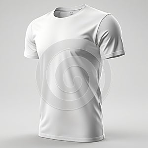 Ultra HD White T-Shirt Mockup Detailed 3D Rendering with HDR on White Background