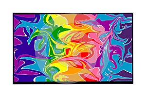 Ultra High Definition monitor for wall hanging. Multi colorful background and texture