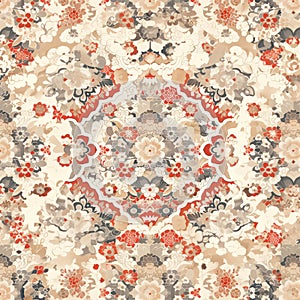 Seamless Japanese Motif Design Traditional Pattern with Subtle Colors High-Resolution Art for Creative Use photo