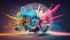 Ultra high speed photography of a color explosion photo