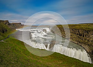 Waterfall Gullfoss, Iceland. Ultra long exposure