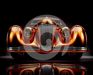 Ultra-luxury vintage car on black background, AI-generated