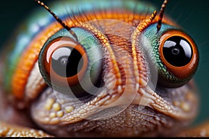 Ultra macro close up of the eyes of a snail, generative Ai