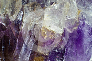 Ultra macro close up of a natural purple Amethyst quartz crystal cluster