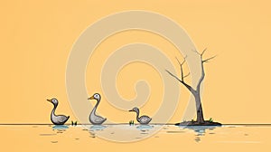 Ultra Minimalist Illustration Of \'why Can Duck Hammer Trees