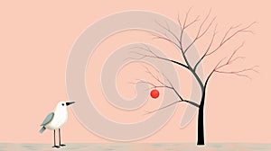 Ultra Minimalist Illustration Of \'why Can Gull Hammer Trees