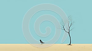 Ultra Minimalist Illustration Of \'why Can Gull Hammer Trees