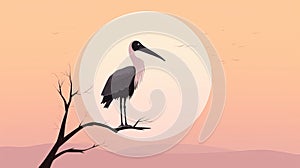 Ultra Minimalist Illustration Of \'why Can Pelican Hammer Trees