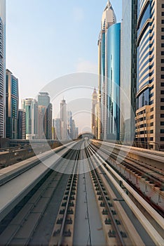 Ultra Modern Architecture of Dubai from the Metropolitan Transit