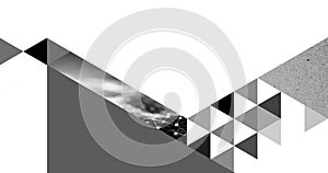 Ultra modern design collage style abstract black and white background with copy space for your title and subtitle
