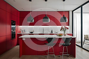 Ultra modern red kitchen, a stylish and contemporary space