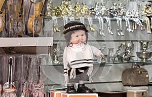 Ultra-orthodox jewish boy doll for sale at an judaica store