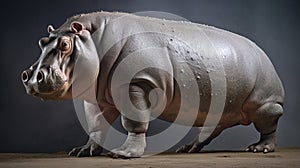 Ultra Realistic 2d Rendering Of A Climbing Hippopotamus