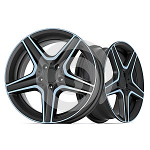 Ultra Realistic 3D Render of Steel Alloy Car Rims Isolated on White Background