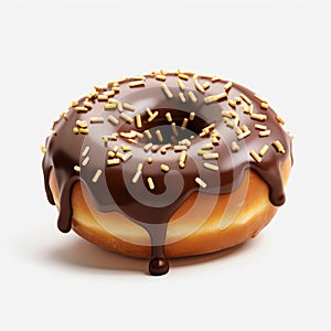 Ultra Realistic 4k Chocolate Donut With Sprinkles And Liquid Chocolate