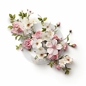 Ultra-realistic 4k Flower Garland: Lifelike Renderings On White Background
