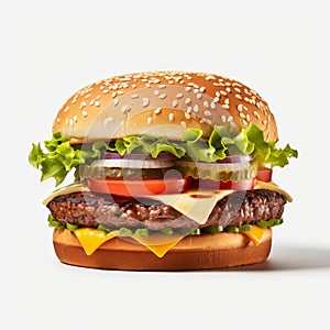 Ultra Realistic 4k Hamburger With Cheese, Ketchup, And Tomatoes