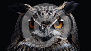 Ultra-realistic 4k Rendering Of Owl On Black Background