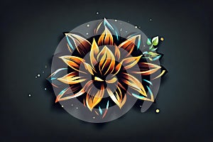 Ultra-Realistic 3D Render: Exquisite Colored Flowers on Black Background photo