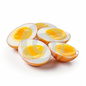 Ultra-realistic Eggs Photography: Slices On White Background