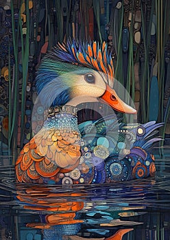 Mandarin Duck on Serene Waters photo