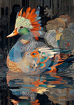 Mandarin Duck on Serene Waters photo