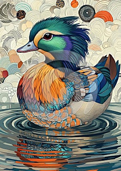 Mandarin Duck on Serene Waters photo