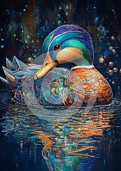 Mandarin Duck on Serene Waters photo