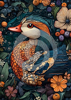 Mandarin Duck on Serene Waters photo