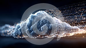 Ultra-realistic Smart Network Service, Digital technology cloud connection with binary code and data stream background