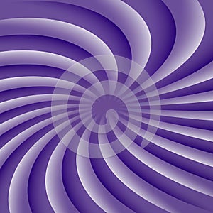 Ultra violet and white rotating hypnosis spiral. Optical illusion. Hypnotic psychedelic vector illustration. Twirl abstract