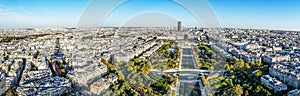 Ultra wide aerial view of Paris from the Tour Eiffel