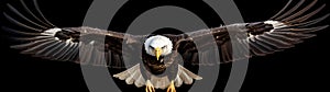 Ultra-Wide Background of a Bald Eagle in Flight showing its impressive wing span (Generative AI)