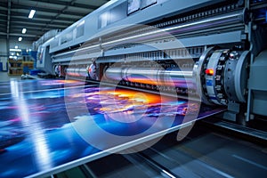 Ultra wide digital inkjet printing machine during production
