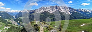 Ultra wide panorama from the Gotthardpass in Switzerland