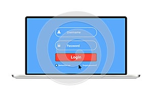 Ultrabook or Notebook realistic. Login form vector