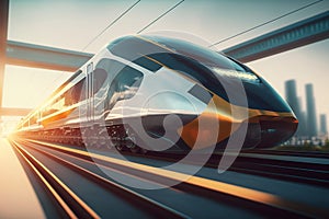 Ultrafast business train in the modern city