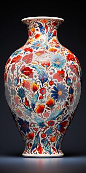 Ultrafine Detail Ornate Vase With Colored Flowers - Craftcore Design
