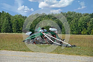 Ultralight crash in rural field photo
