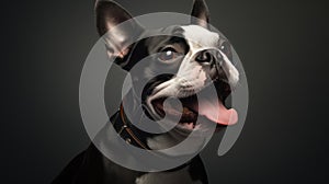 Ultrarealistic Boston Terrier Dog Portrait With Smiling Expression