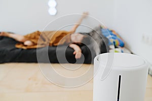 Ultrasonic air humidifier in the children`s room