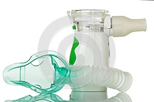 Ultrasonic mesh nebulizer, the spacer and the mask is isolated o photo