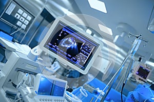 Ultrasonic monitoring of patient`s heart during cardiac surgery